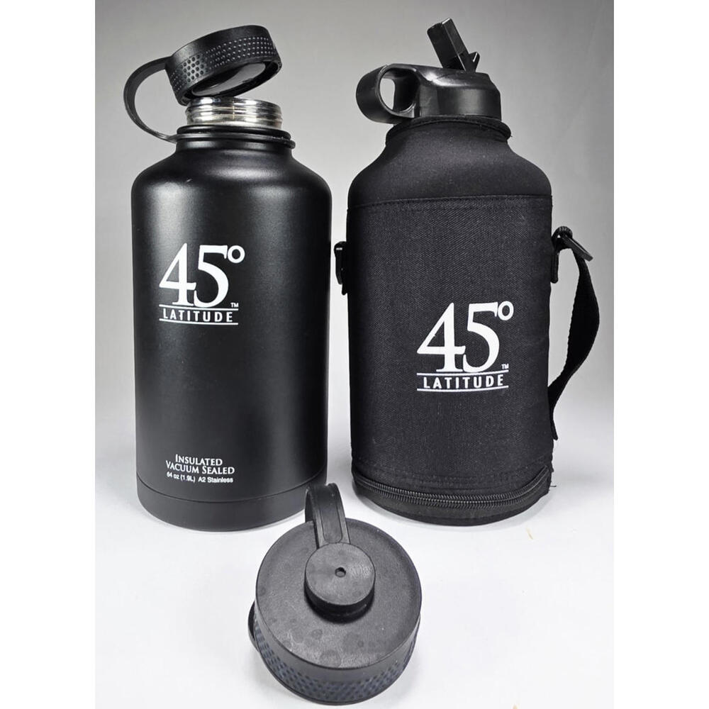 Lot of 2 45 Latitude 64oz Stainless Steel Water/Beer Jug  Insulated Black